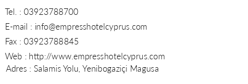 Empress Hotel Apartments telefon numaralar, faks, e-mail, posta adresi ve iletiim bilgileri